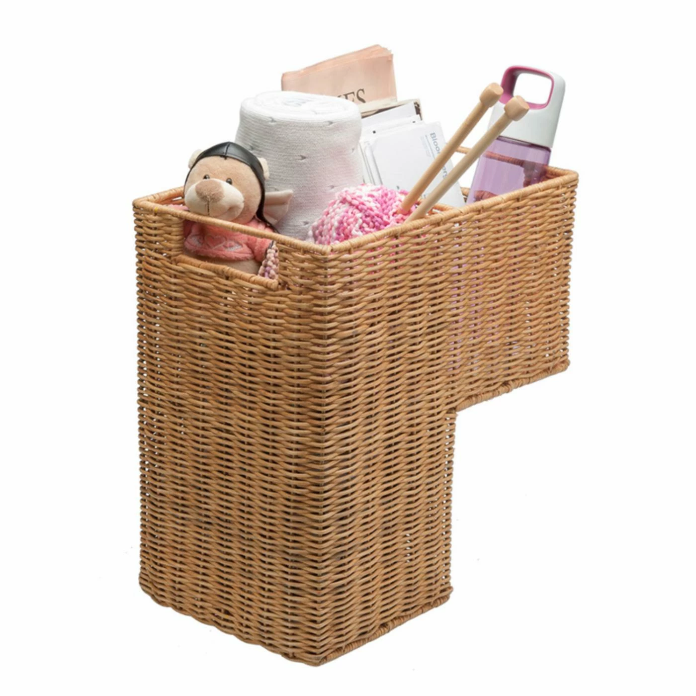 Wholesale 🧨 Decorative Storage Baskets KOUBOO Handwoven Wicker Stair Step Basket With 2 Compartments And Handles ❤️ - Image 4