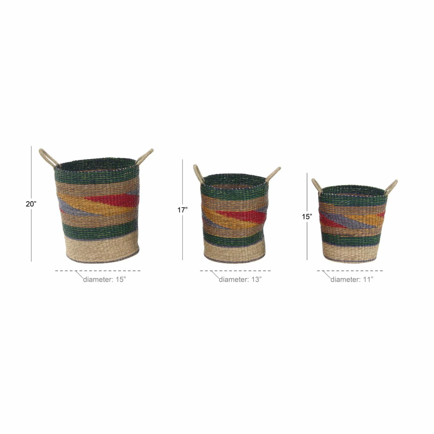 Outlet โ๏ธ Basket Sets DecMode Traditional Round Seagrass Baskets - Set Of 3 ๐ฅฐ - Image 4