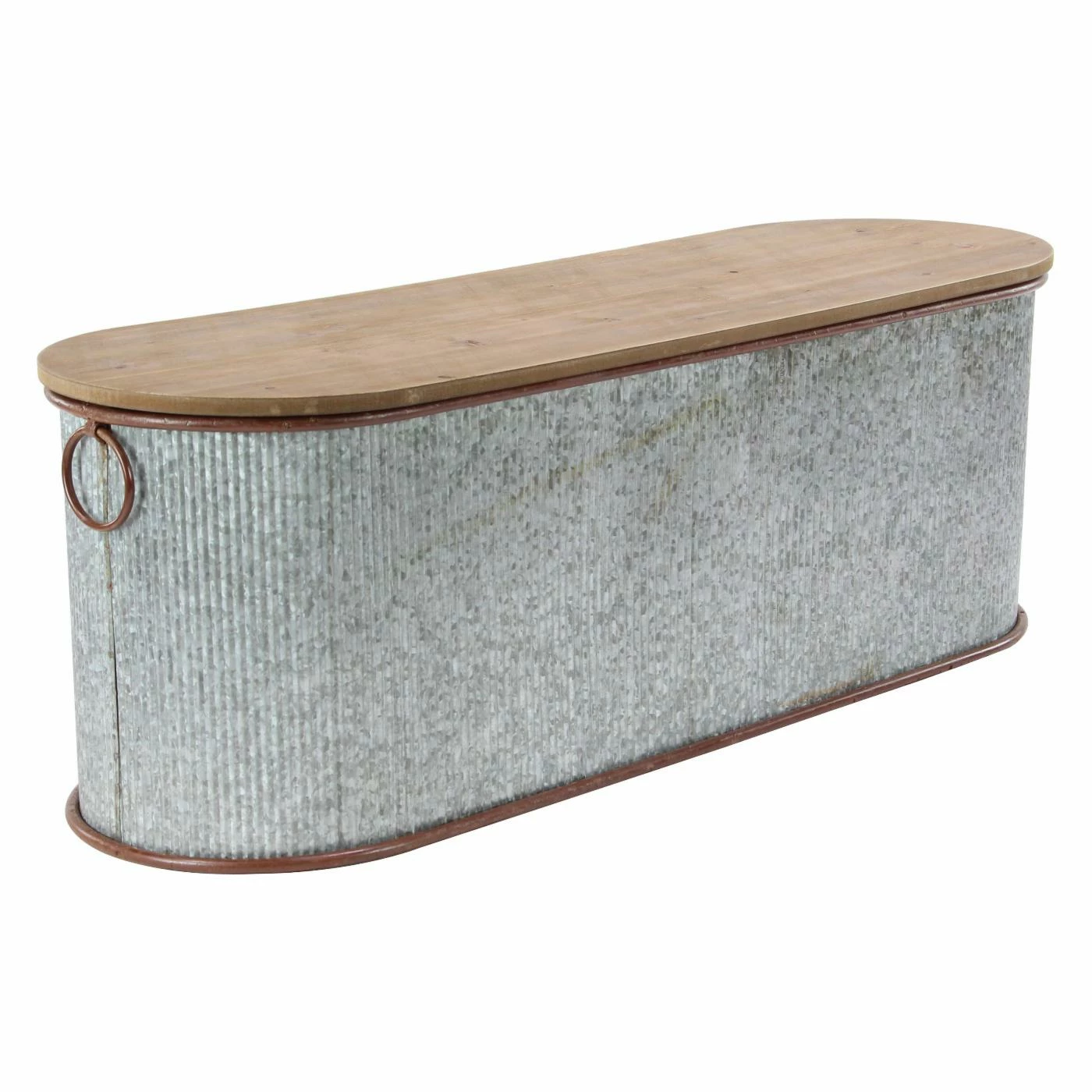 Buy π₯° Decorative Storage Boxes DecMode Iron And Wood Corrugated Oval Storage Boxes - Set Of 3 π - Image 4