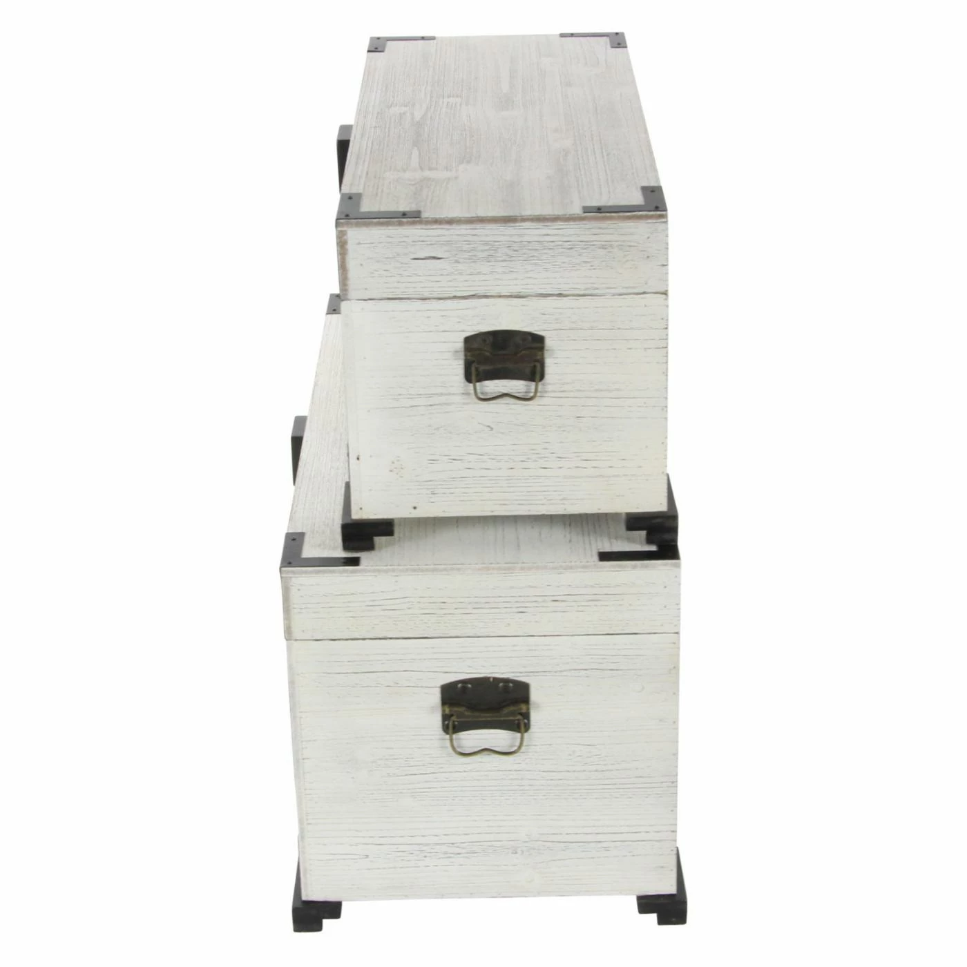 Promo π Decorative Storage Boxes DecMode Wooden Trunks - Set Of 2 π - Image 4