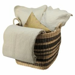 Budget 🔔 Decorative Storage Baskets KOUBOO Large Striped Handwoven Wicker Storage Basket ⭐ -DecMode Collection Shop detail3KOUB210