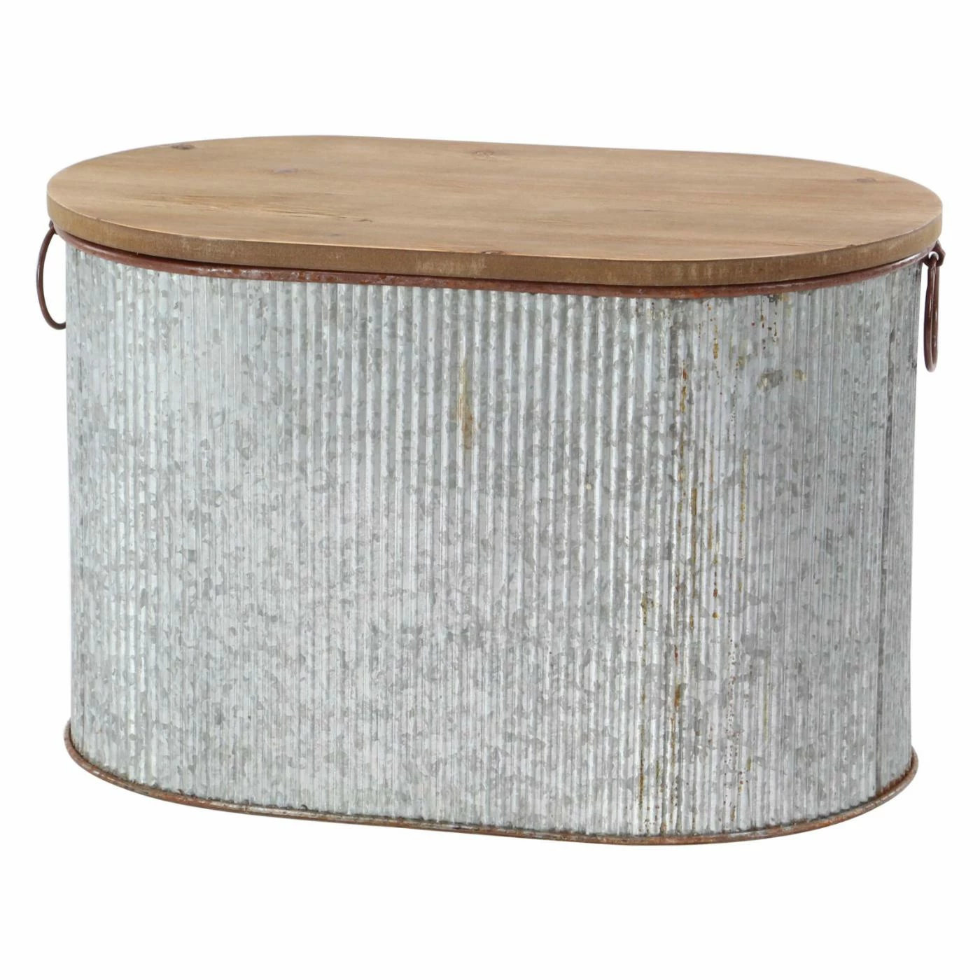 Buy π₯° Decorative Storage Boxes DecMode Iron And Wood Corrugated Oval Storage Boxes - Set Of 3 π - Image 6