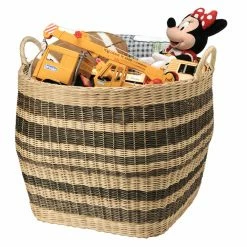 Budget 🔔 Decorative Storage Baskets KOUBOO Large Striped Handwoven Wicker Storage Basket ⭐ -DecMode Collection Shop detail4KOUB210