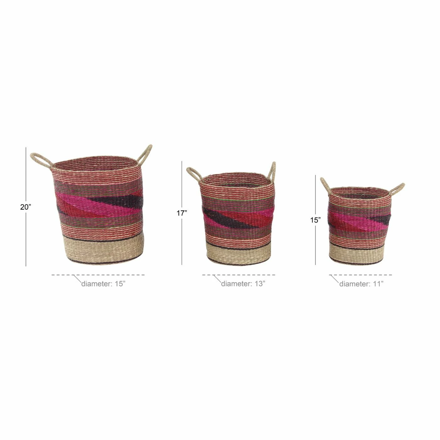Outlet โ๏ธ Basket Sets DecMode Traditional Round Seagrass Baskets - Set Of 3 ๐ฅฐ - Image 8