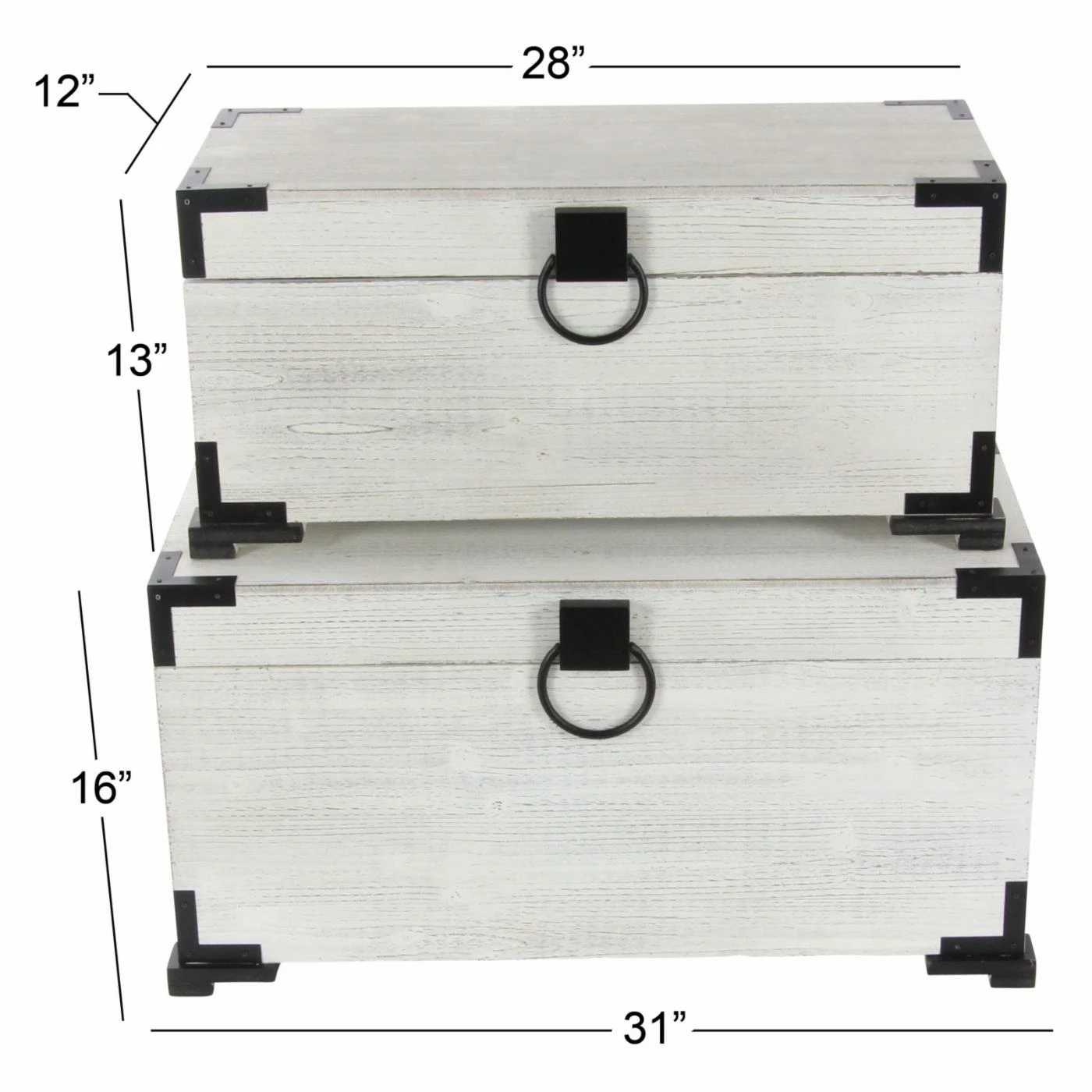 Promo π Decorative Storage Boxes DecMode Wooden Trunks - Set Of 2 π - Image 7