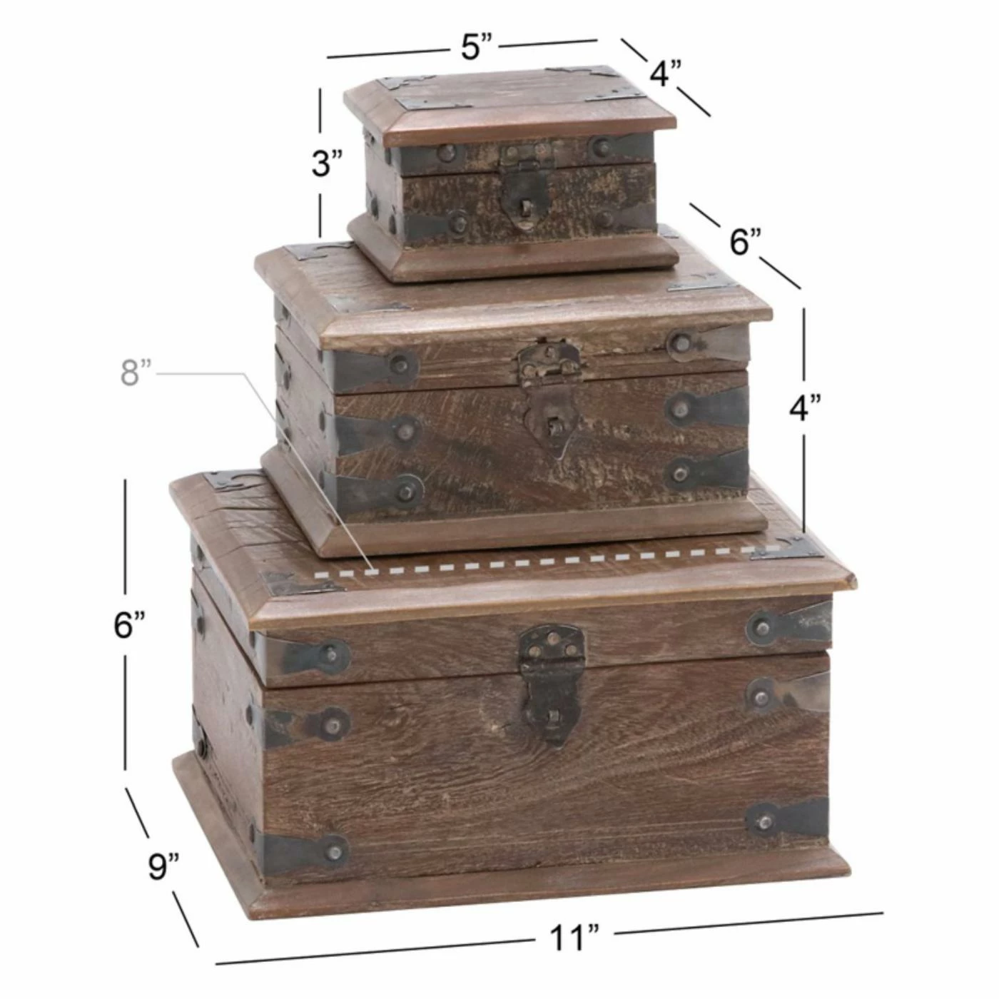 Flash Sale 🎁 Decorative Storage Boxes DecMode Reclaimed Wood Decorative Box - Set Of 3 😉 - Image 2