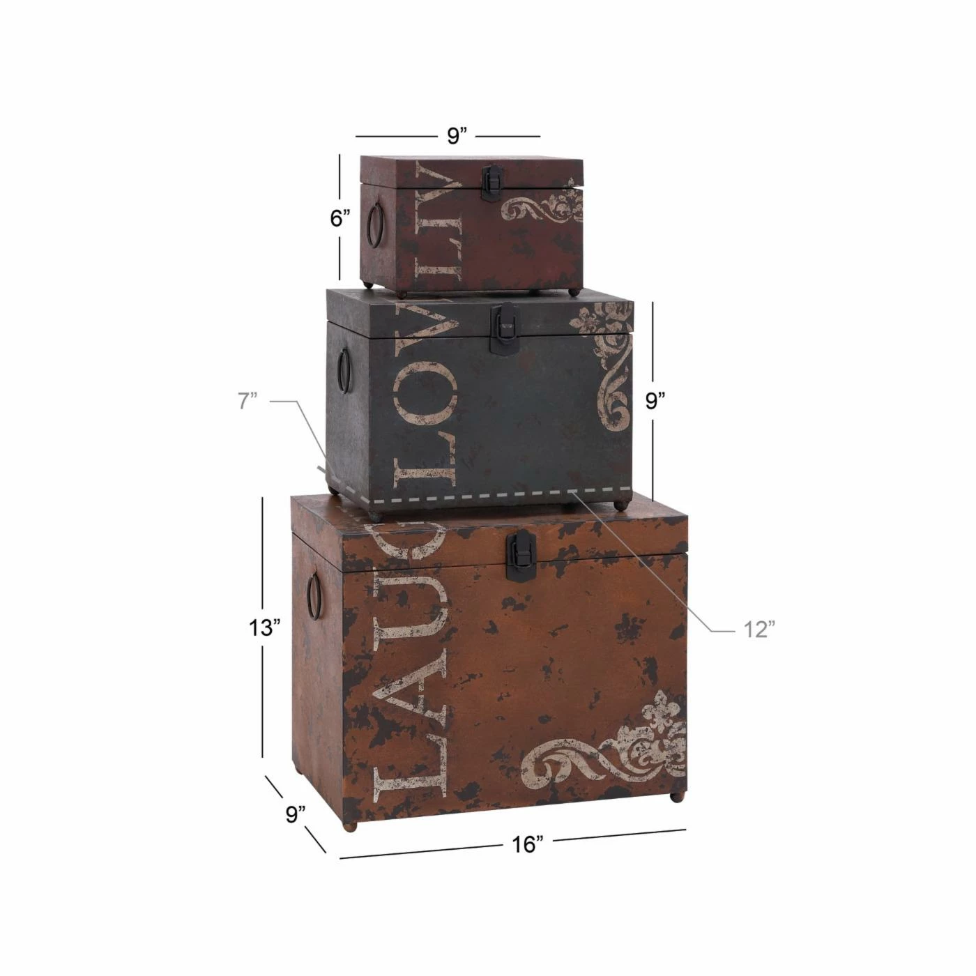 Best Pirce ๐ Decorative Storage Boxes DecMode Metal Trunk - Set Of 3 ๐ 8 Best Pirce ๐ Decorative Storage Boxes DecMode Metal Trunk - Set Of 3 ๐ - Image 8