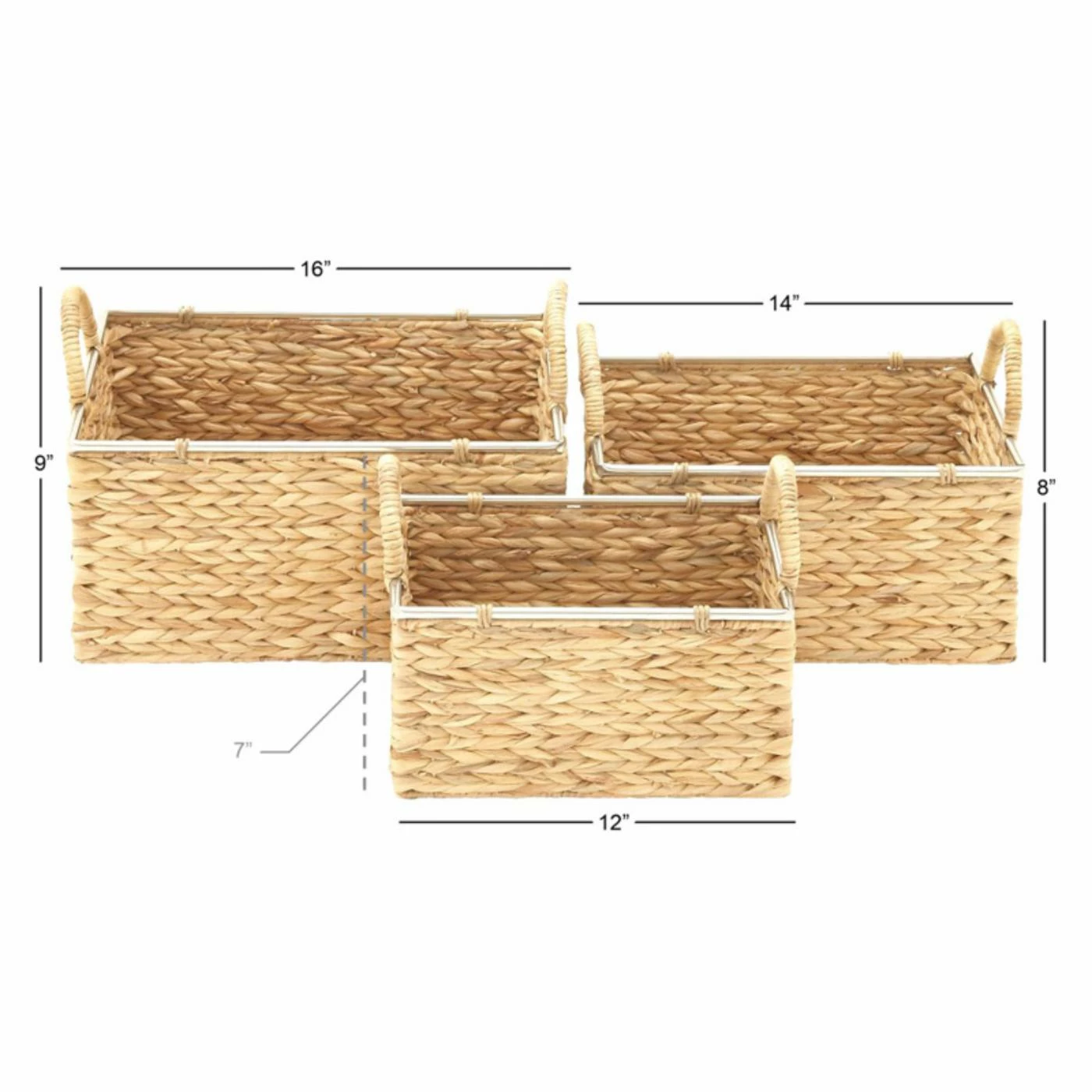 Outlet 🎉 Basket Sets DecMode Natural Brown Seagrass Basket - Set Of 3 👏 - Image 2