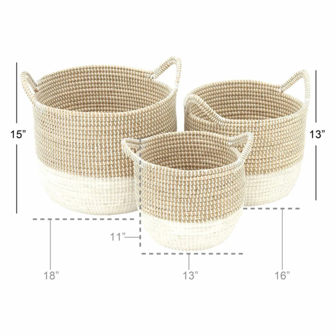 New ๐ฅฐ Basket Sets DecMode Charming Seagrass Basket - Set Of 3 ๐ - Image 3