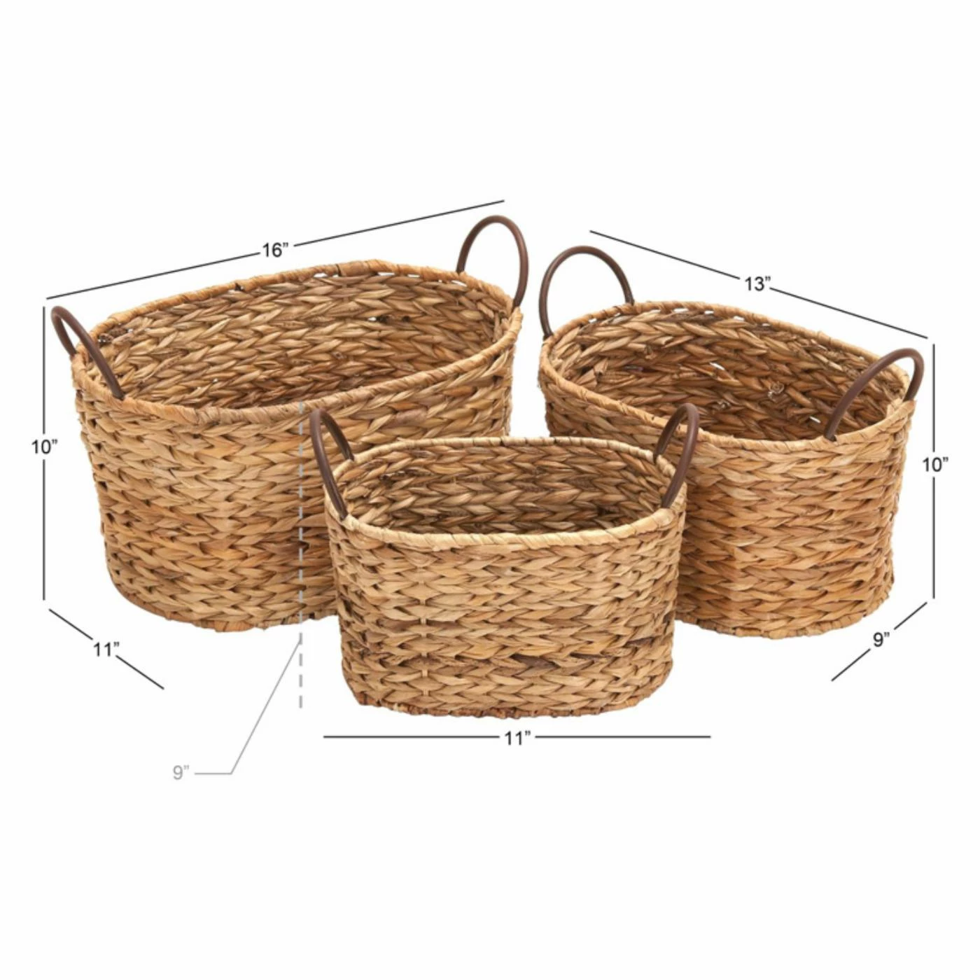 New ✔️ Basket Sets DecMode Metal Wicker Basket - Set Of 3 😀 - Image 2