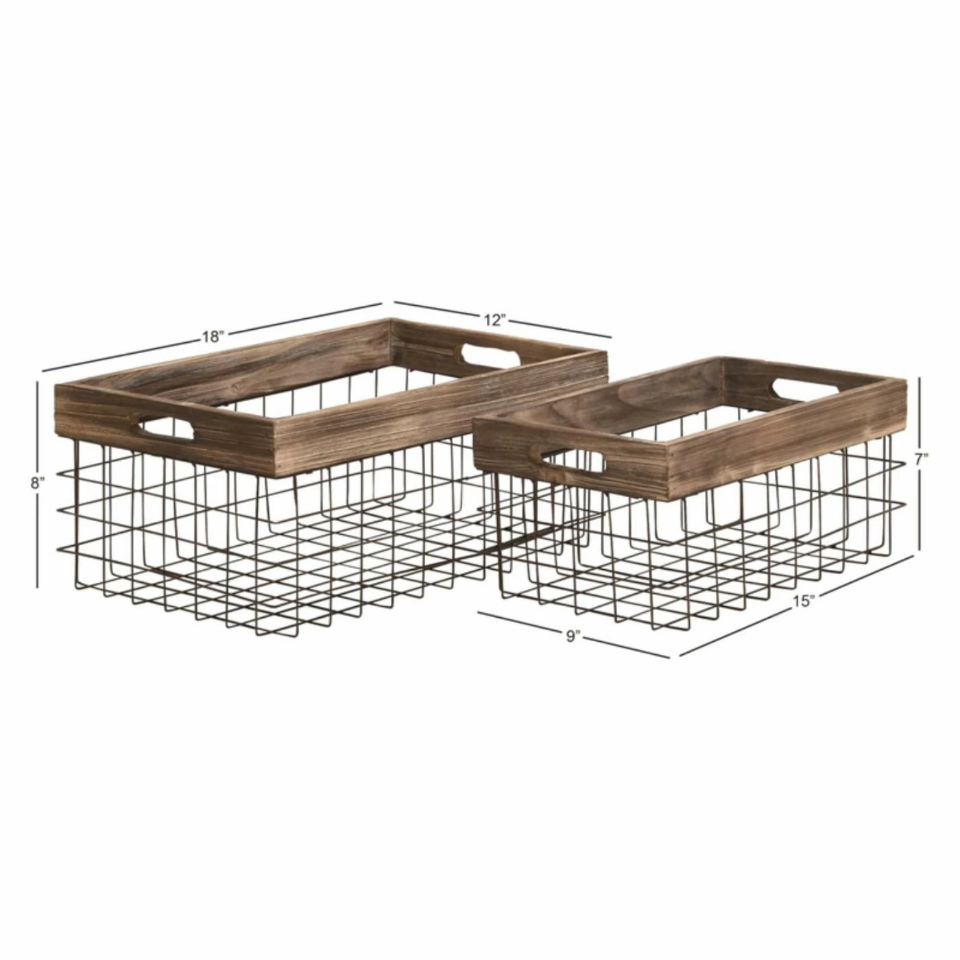 Budget ๐ Basket Sets DecMode Metal And Wood Basket - Set Of 2 ๐ - Image 2