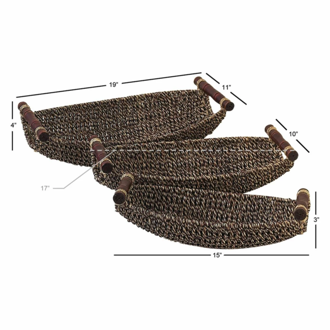 Discount ๐ Basket Sets DecMode Sea Grass Boat Basket - Set Of 3 โจ - Image 2