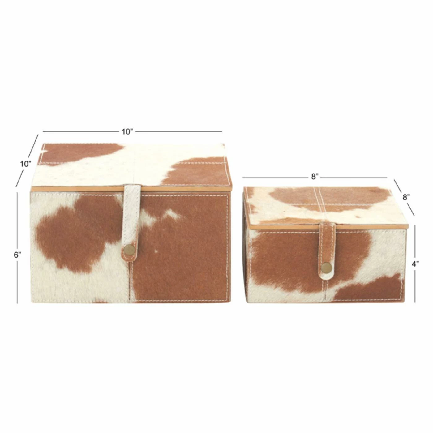 New π₯ Decorative Storage Boxes DecMode Leather Hide Decorative Box With Lid - Set Of 2 π€© - Image 4