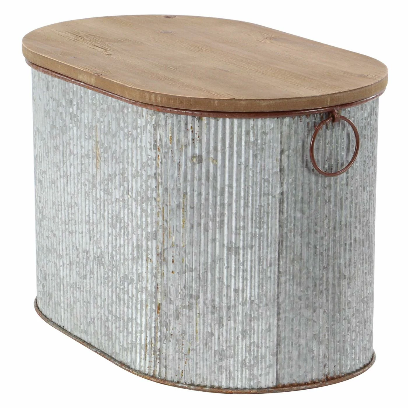 Buy π₯° Decorative Storage Boxes DecMode Iron And Wood Corrugated Oval Storage Boxes - Set Of 3 π - Image 3