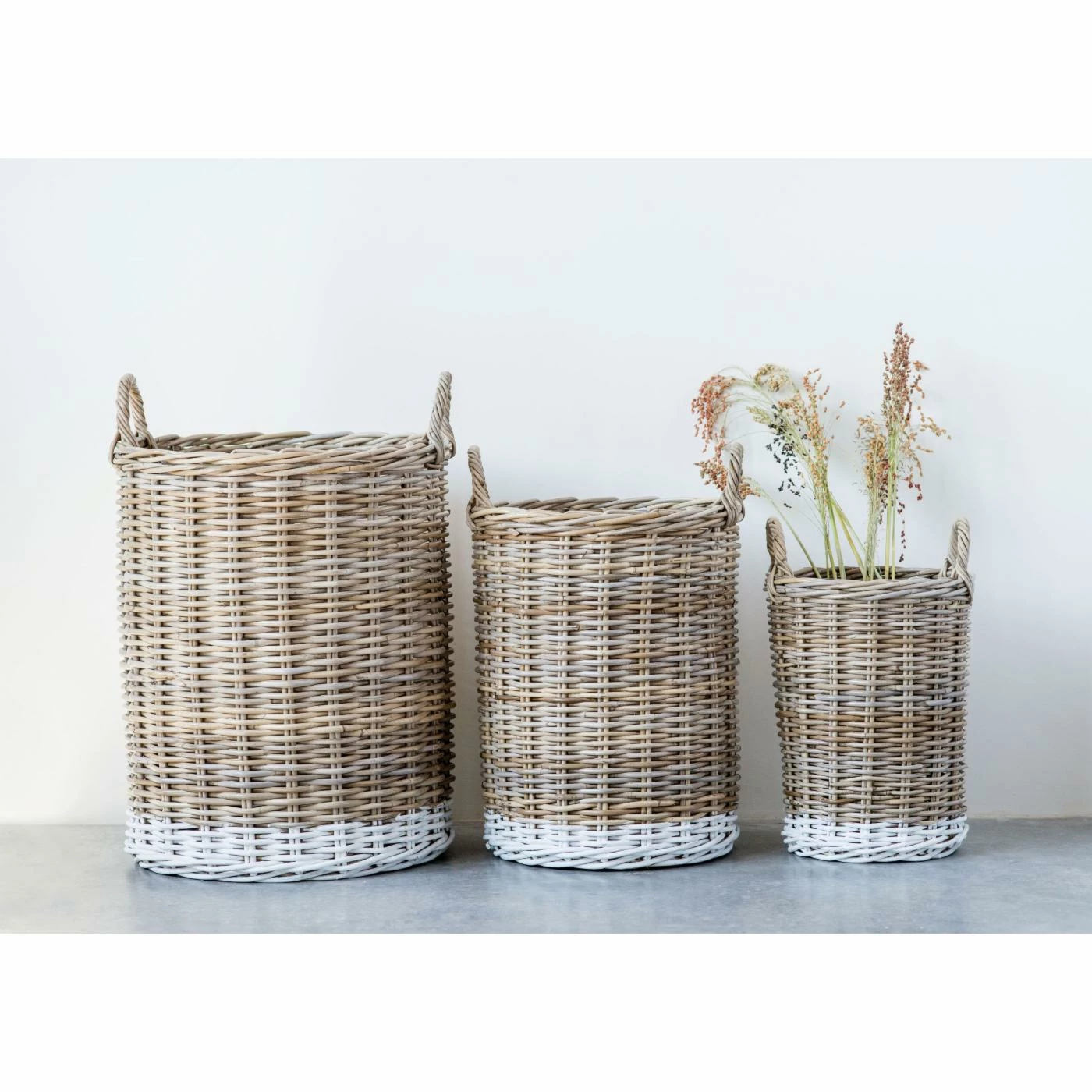 Coupon π Basket Sets 3R Studios White Dipped Based Rattan Basket With Handles - Set Of 3 π€© - Image 2