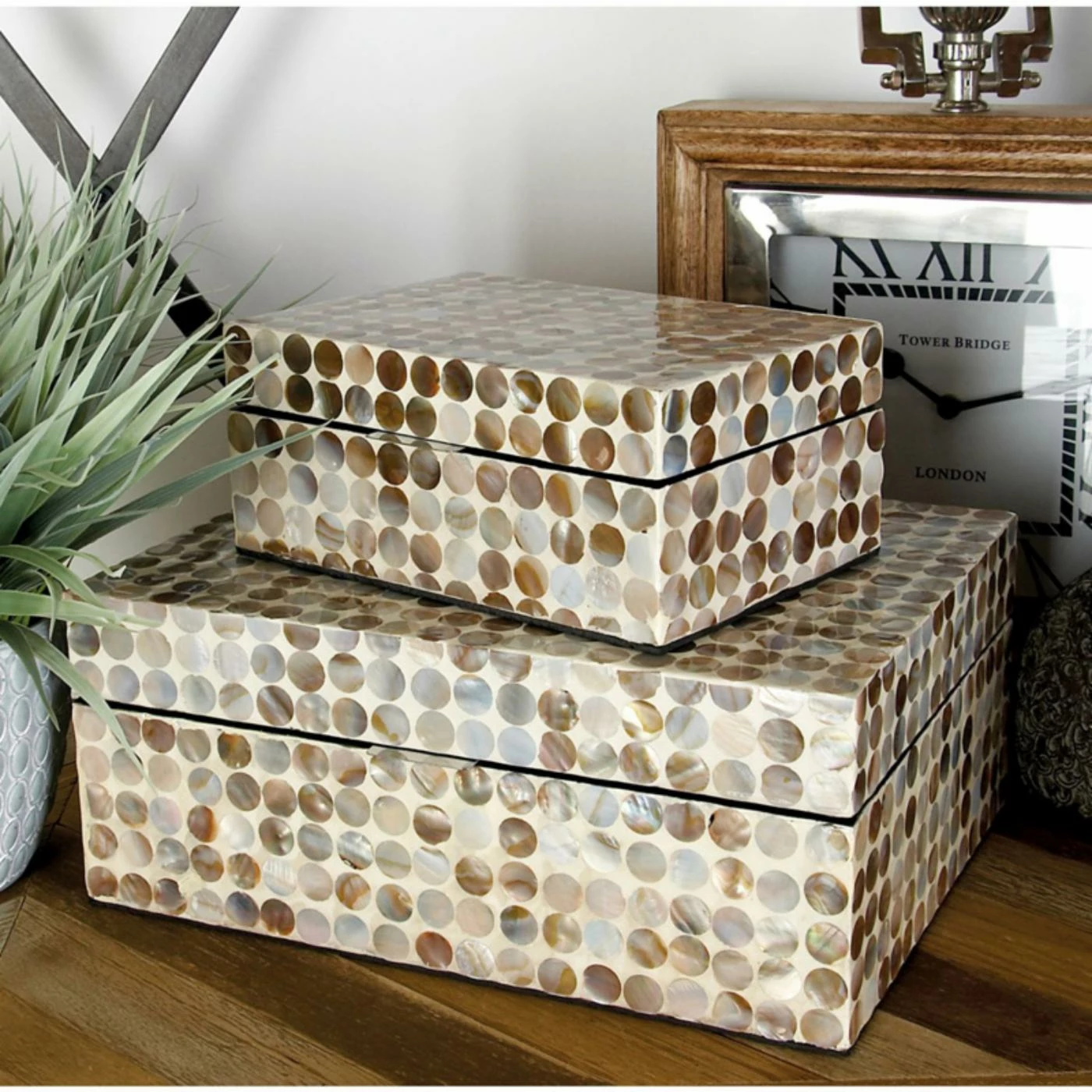 Promo π₯ Decorative Storage Boxes DecMode Mop Inlay Decorative Box - Set Of 2 π - Image 2