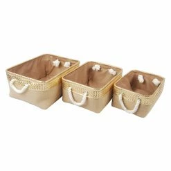 Buy 👍 A & B Home Basket Sets A & B Home Burlap Container - Set Of 3 🛒