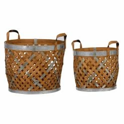 Outlet 😍 A & B Home Basket Sets A & B Home Round Wooden Woven Baskets - Set Of 2 🧨