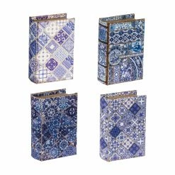 New ✨ A & B Home Decorative Book Boxes A & B Home Delft Printed Book Box - Set Of 4 ✔️