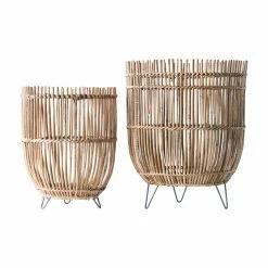 Promo ⌛ Basket Sets 3R Studios Round Arurog Baskets With Metal Hairpin Feet - Set Of 2 ❤️