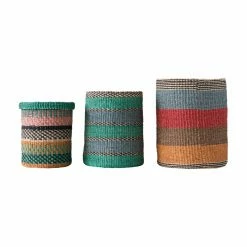 Top 10 ๐ Basket Sets 3R Studios Bright Stripes Handwoven Abaca Basket - Set Of 3 ๐