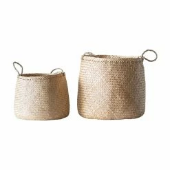 Best deal ✔️ Basket Sets 3R Studios Beige Woven Seagrass Basket With Handles - Set Of 2 🌟