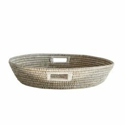 Cheapest 🛒 Decorative Storage Baskets 3R Studios White Handwoven Grass Basket With Handles 💯