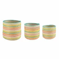 Best deal 🥰 Basket Sets 3R Studios Handwoven Multicolor Grass Baskets - Set Of 3 💯