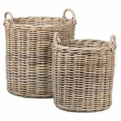 Best reviews of ⌛ Basket Sets East At Main Banda Round Rattan Basket With Handles - Set Of 2 🥰