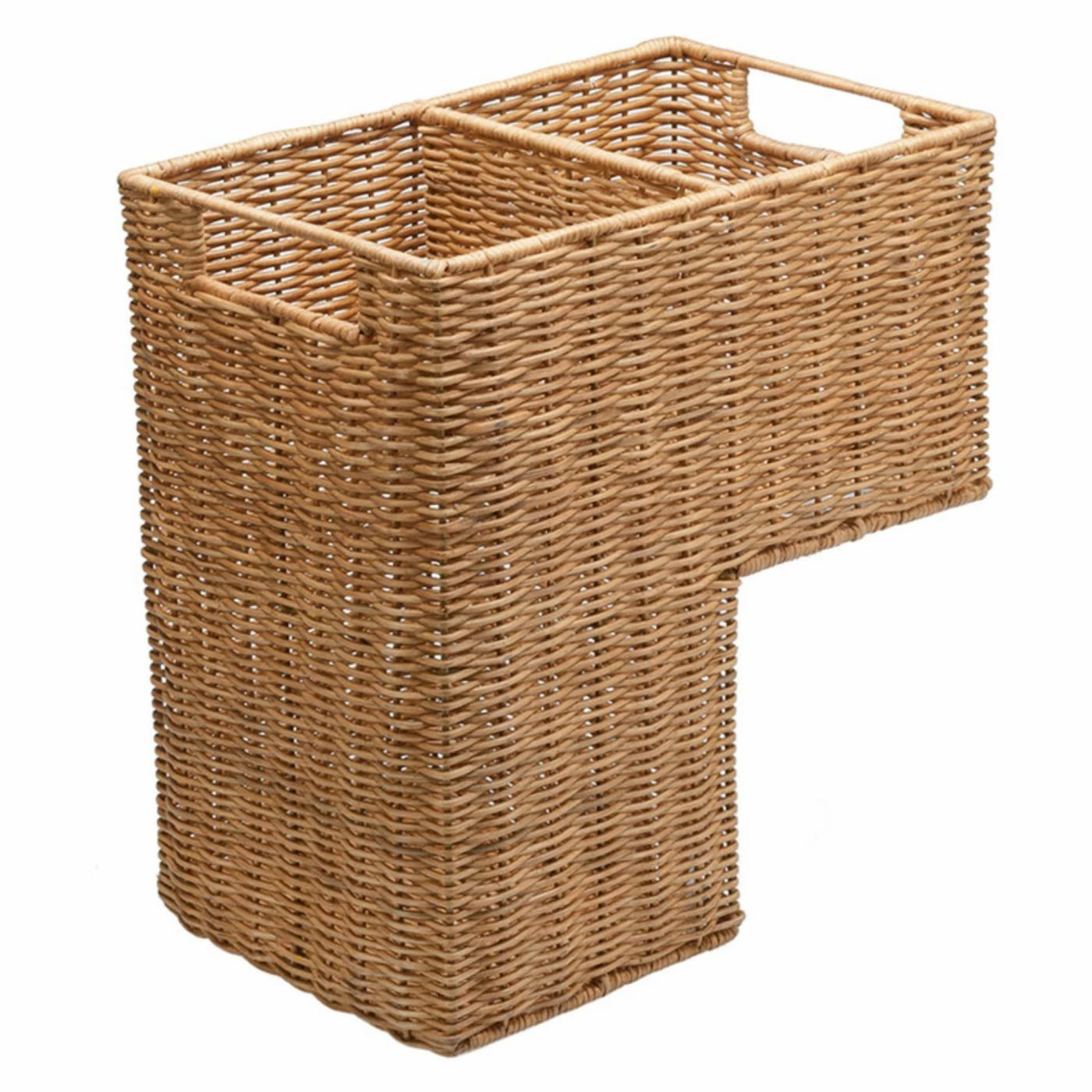 Wholesale 🧨 Decorative Storage Baskets KOUBOO Handwoven Wicker Stair Step Basket With 2 Compartments And Handles ❤️