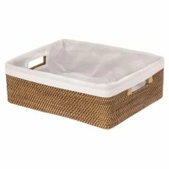 Discount 🤩 Decorative Storage Baskets KOUBOO Laguna Handwoven Rattan Shelf Basket With Liner ❤️