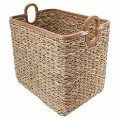 Best Sale 🔔 Decorative Storage Baskets KOUBOO Anson Hand Twisted Sea Grass Storage Basket With Wood Frame ⭐