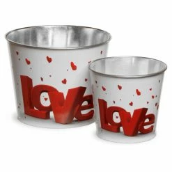 Discount 🎁 Decorative Storage Baskets National Tree Company Valentines Motif Tin Pots - Set Of 2 😉