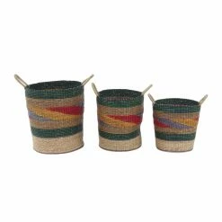 Outlet ✔️ Basket Sets DecMode Traditional Round Seagrass Baskets - Set Of 3 🥰