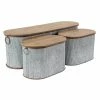 Buy 🥰 Decorative Storage Boxes DecMode Iron And Wood Corrugated Oval Storage Boxes - Set Of 3 🛒