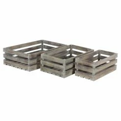 Outlet 🎉 Decorative Crates DecMode Distressed Brown Wood Rectangular Crates - Set Of 3 😍