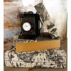 Top 10 🥰 Decorative Book Boxes DecMode Coastal Leather Map Book Box - Set Of 3 🌟