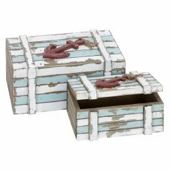 Best reviews of 🔥 Decorative Storage Boxes DecMode Coastal Wooden Anchor Boxes - Set Of 2 ✔️