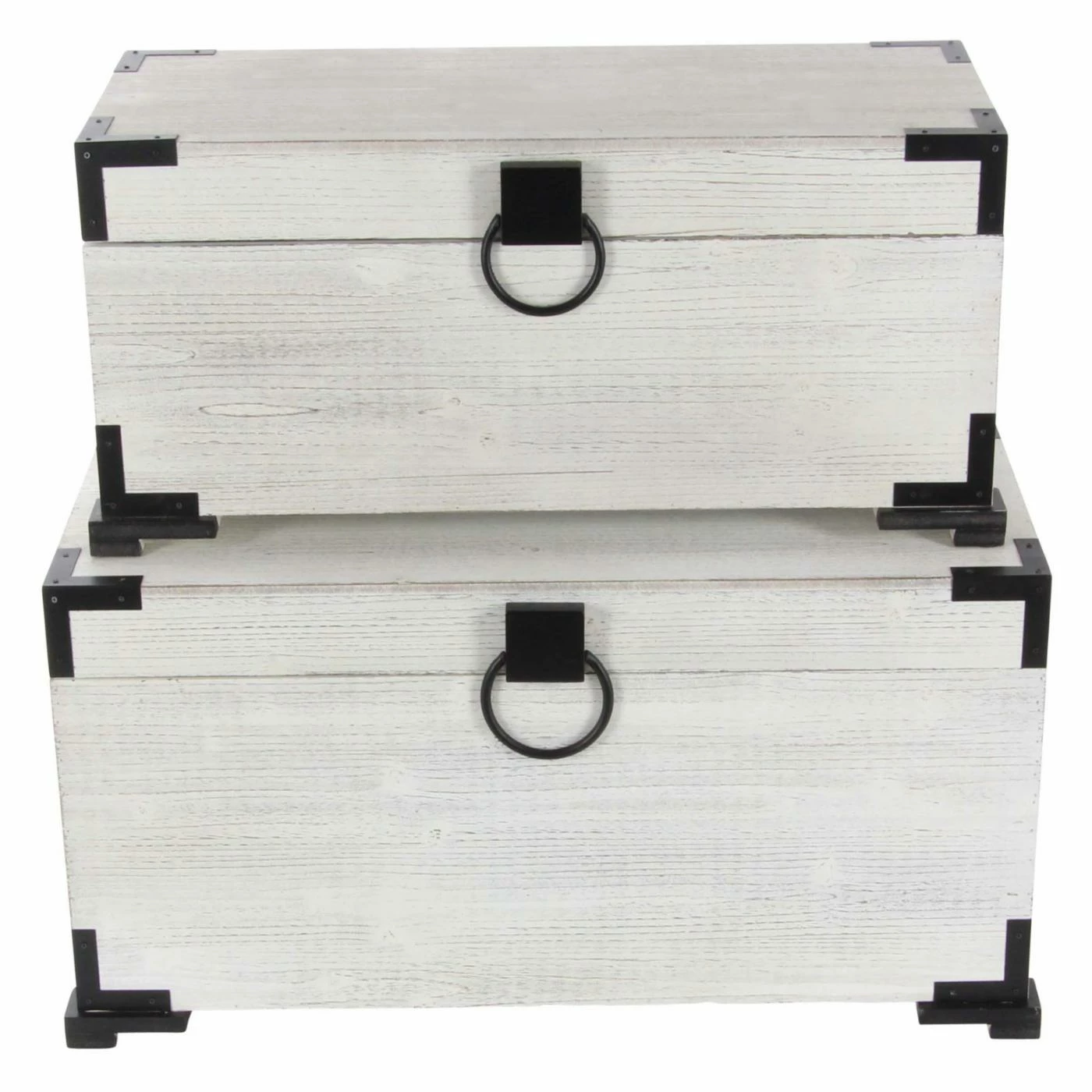 Promo π Decorative Storage Boxes DecMode Wooden Trunks - Set Of 2 π