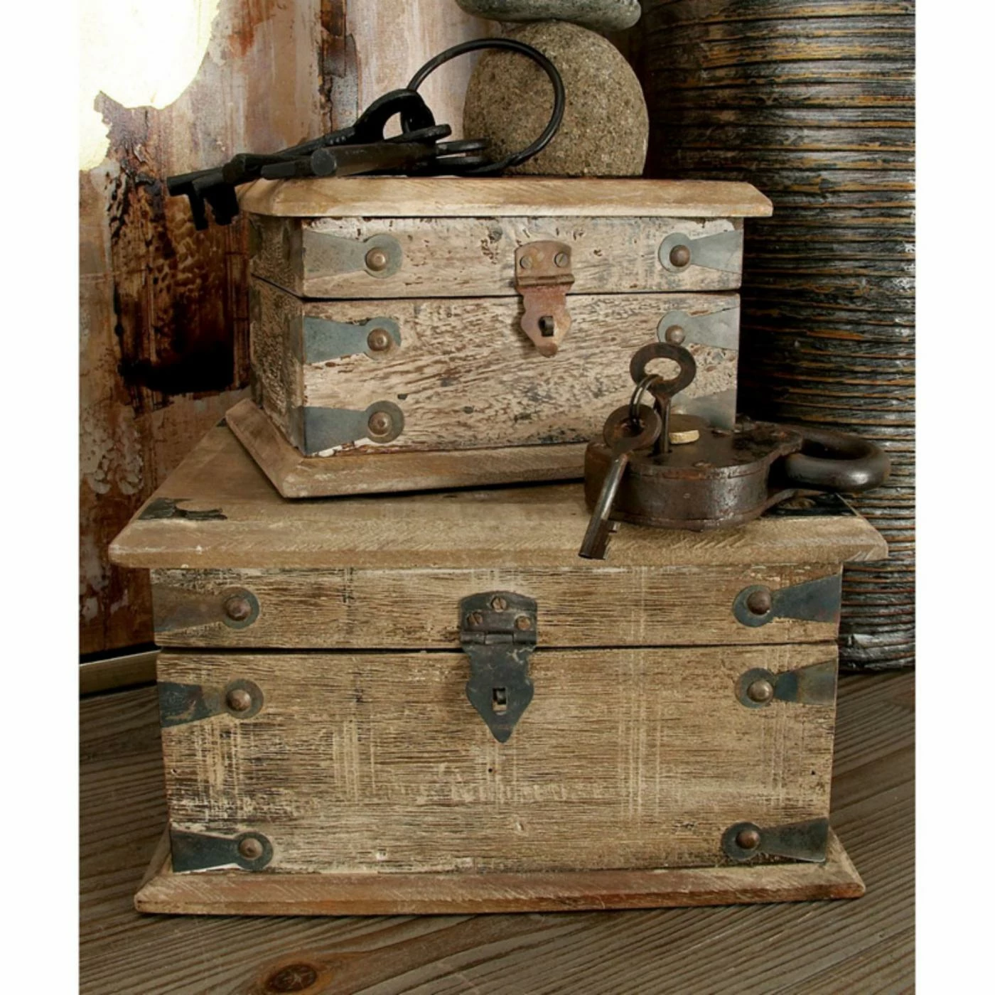 Flash Sale 🎁 Decorative Storage Boxes DecMode Reclaimed Wood Decorative Box - Set Of 3 😉