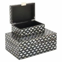 Deals ๐ Decorative Storage Boxes DecMode Wooden Decorative Box - White - Set Of 2 ๐ฅฐ