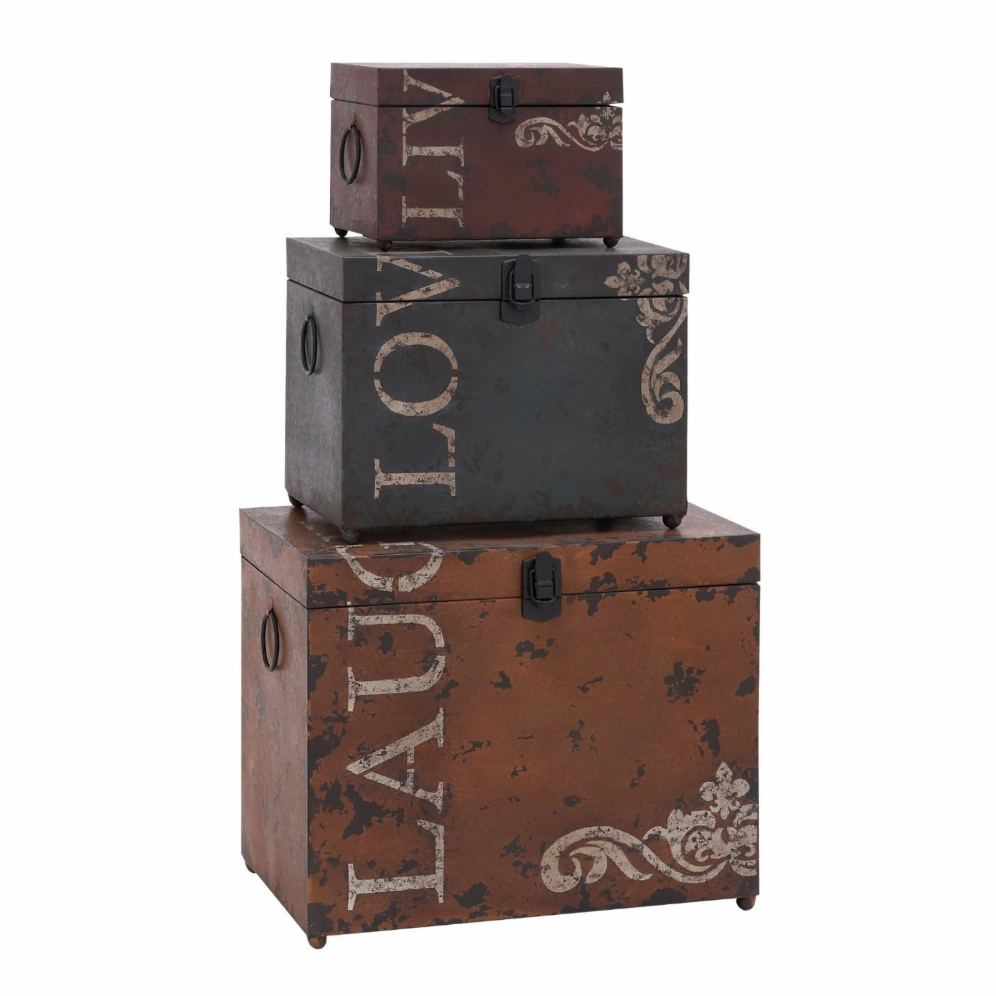 Best Pirce ๐ Decorative Storage Boxes DecMode Metal Trunk - Set Of 3 ๐ 1 Best Pirce ๐ Decorative Storage Boxes DecMode Metal Trunk - Set Of 3 ๐