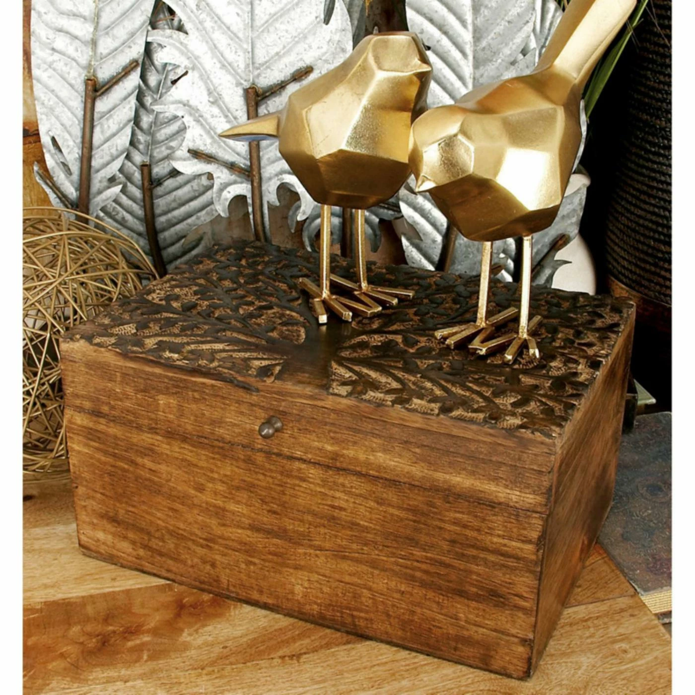 Outlet 🥰 Basket Sets DecMode Wood Carved Decorative Box - Set Of 3 🎁