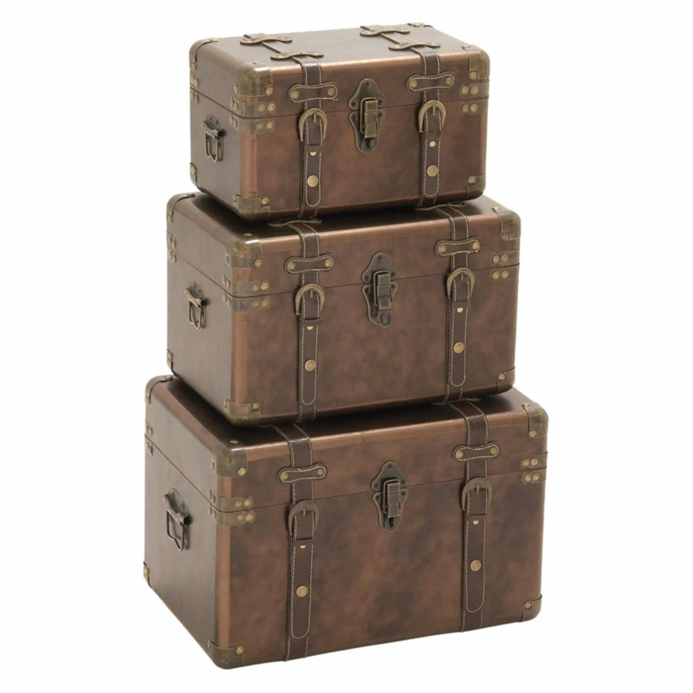 Promo โจ Decorative Storage Boxes DecMode Wood And Leather Decorative Box - Set Of 3 ๐ฏ