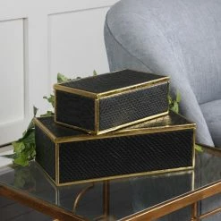 Hot Sale ๐ฅ Decorative Storage Boxes Uttermost Ukti Alligator Patterned Boxes - Set Of 2 ๐ฏ