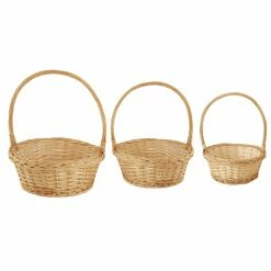 Best Pirce 🥰 Basket Sets Wald Import Willow Basket With Handle - Set Of 3 ⌛