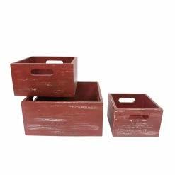Wholesale 😍 Decorative Crates Wald Import Red Decorative Box - Set Of 3 🤩