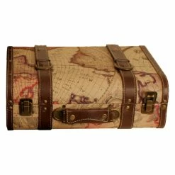 Best Sale ⭐ Decorative Storage Boxes Wald Import Map Faux Leather Suitcase 😉