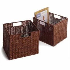 Best Pirce 💯 Basket Sets Winsome Wicker Walnut Storage Basket - Set Of 2 ⌛