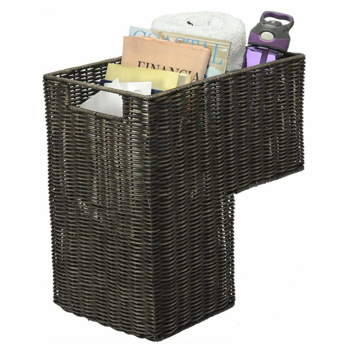 Wholesale 🧨 Decorative Storage Baskets KOUBOO Handwoven Wicker Stair Step Basket With 2 Compartments And Handles ❤️ - Image 5